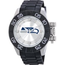 Game Time Watch, Mens Seattle Seahawks Black Polyurethane Strap 47mm N