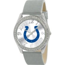 Game Time Watch, Womens Indianapolis Colts Silver Leather Strap 40mm N