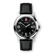 Garrison Elegance Watch With Large Black Dial & Black Leather Strap