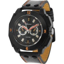 Geneva Platinum Men's Decorative Chronograph Strap Watch -