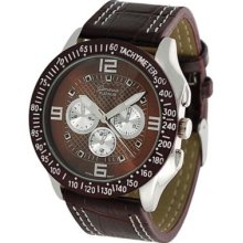 Geneva Platinum Men's Quartz Decorative Chronograph Dial Croco Embossed Black Leather Strap Watch