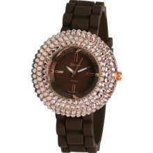 Geneva Platinum Women's 2105.Brown.Gold Brown Rubber Quartz Watch with Brown Dial