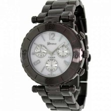 Geneva Platinum Women's 9271.Gun.Gun Grey Stainless-Steel Quartz Watch with Mother-Of-Pearl Dial