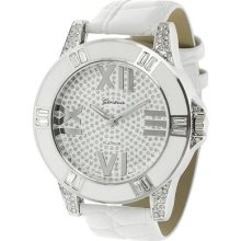 Geneva Platinum Women's Quartz Rhinestone Accent Strap Watch