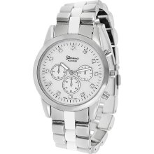 Geneva Platinum Women's Rhinestone Chronograph-style Link Watch