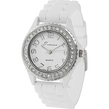 Geneva Platinum Women's Rhinestone-Accented Silicone Watch
