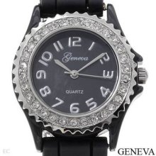 Geneva Qt1884l Ladies Watch Silver/black/black