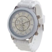 Geneva Womens Designer Inspired Chronograph Style Silicone Watch