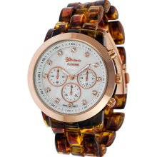 Geneva Women's Platinum Watch, Acrylic Tortoise Link Bracelet