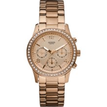 Genuine Guess Watch Female Stainless Steel, Ip Pink Chronograph - W0122l3