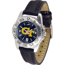 Georgia Tech Yellowjackets Sport Leather Band AnoChrome-Ladies Watch