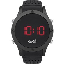 Gio Goi Men's Quartz Watch With Black Dial Digital Display And Black Silicone Strap Gg2016b