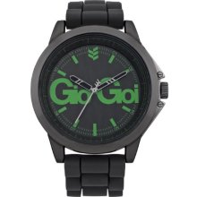 Gio Goi Men's Quartz Watch With Black Dial Analogue Display And Black Silicone Strap Gg2004bg