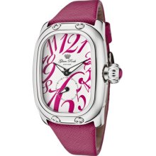 Glam Rock Watches Women's Monogram White Dial Hot Pink Genuine Saffian