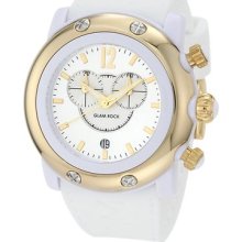 Glam Rock Women's Gw25121 Miami Beach Chronograph Silver Dial White Silicone Wat