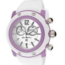 Glam Rock Women's Miami Beach Chronograph Round Watch Dial/Strap: White/White, Case: Lilac/White