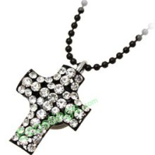 Good Jewelry Cross Pendant Rhinestone Necklace Chain Lady's Watch