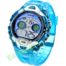 Good Jewelry LCD Multifunction Wrist Watch - Blue