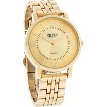 Gruen II Quartz Mens Gold Tone Round Case Dress Watch GRT563