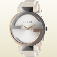 Gucci interlocking watch large 18kt pink gold and steel case