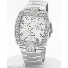 Guess Men's U3514l1 Day-date Silver Chronograph Dial Steel Bracelet Quartz Watch