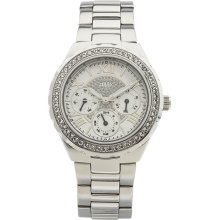 Guess Silver Ss Lady Swarovski Crystal Bracelet Watch U12608l1 Gift Box Set