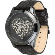 Guess U0113L4 Women's Black Crystal Heart Watch