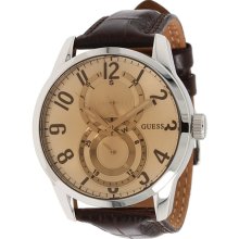 Guess U10646G1 Retro Light Brown Tinted Dial Leather Strap Men's Watch