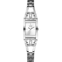 Guess Women's Hour Stones Crystals Silver Steel Bracelet Watch W90029l1