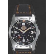 Harley Davidson Men`s Stainless Steel Watch W/ Black & Orange Strap