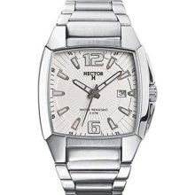 Hector H France Mens Classic Silver Dial Stainless Steel Date Watch