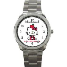 Hello Kitty 1 Unisex Silver-Tone Sports Metal Watch 30