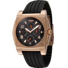 I by Invicta Watches Men's Black Dial Black Rubber 18k Rose Gold Plat