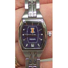 Illinois Illini Fossil 3 hand Womens watch with date display Li3020