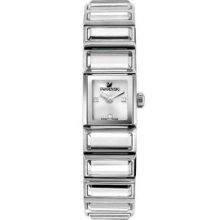 In Box $675 Swarovski Clear Crystal Silver Baguette Bracelet Watch - 999984