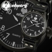 Infantry Day Date Display Analogue Mens Wrist Watch Sport Black Leather On Sale