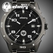 Infantry Mens Army Quartz Date Sports Wrist Watch Black Stainless Steel Gift