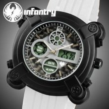 Infantry Mens Army Sport Chronograp Digital Quartz Watch Rubber Strap Waterproof