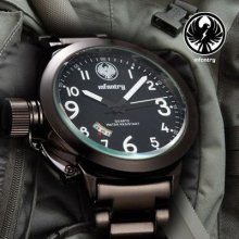 Infantry Mens Sport Black Stainless Steel Quartz Date Army Watch Waterproof Gift