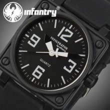 Infantry Us Army Wrist Mens Watch Black Royal Military Rubber Quartz Analog