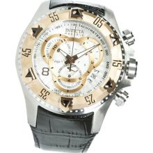 Invicta 11010 Men's Watch Reserve Excursion Leather Bracelet Quartz Silver Dial