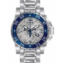 Invicta $1595 Men Excursion Chrono Silver Dial Blue Bezel Ss Quartz Watch 10896