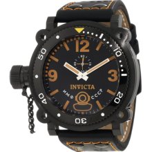 Invicta 7271 Mens Left Handed Signature Quartz Black Dial Black Leather Watch