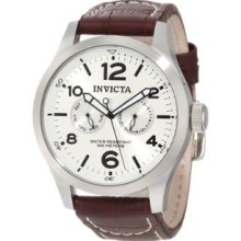 Invicta Men's 0765 II Collection Silver Dial Brown Leather