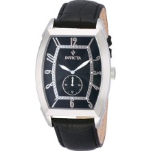 Invicta Men's 12207 Vintage Black Textured Dial Black Leather Watch