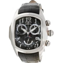 Invicta Men's Lupah Chronograph Stainless Steel Case Leather Bracelet Black Tone Dial Date Display 13000