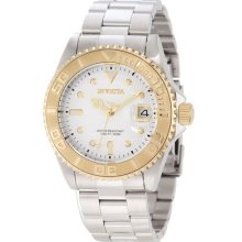Invicta Mens Pro Diver Automatic Silver Dial 18k Gold Plated Bezel Watch 12836