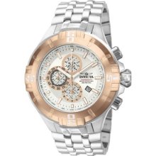 Invicta Mens Reef Pro Diver Xxl Chronograph Silver Dial Rose Gold Bezel Watch