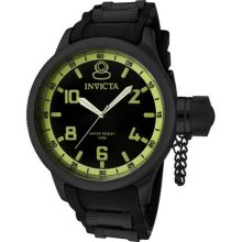 Invicta Men's Russian Diver Polyurethane Round Watch Strap: Black, Dial: Black / Green