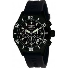 Invicta Mens Signature Ii Chronograph Black Ip Case Exhibition Back Rubber Watch